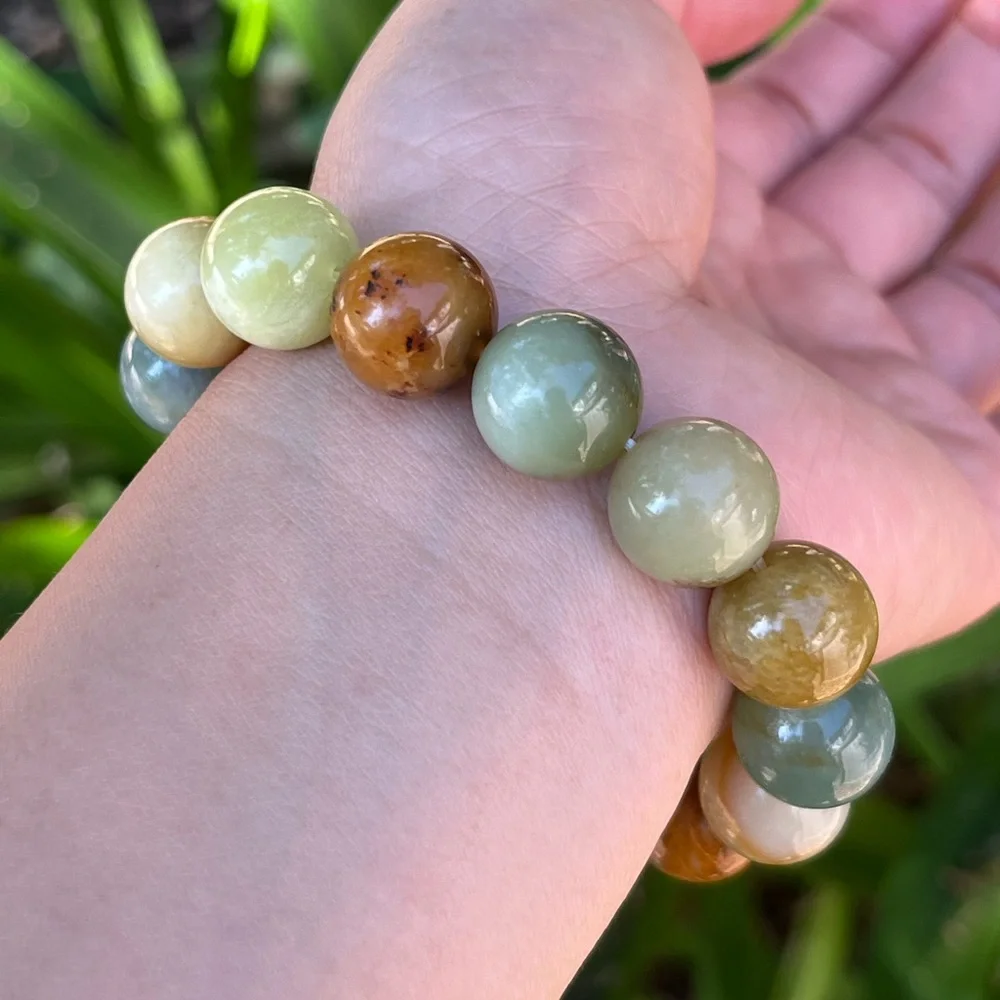 14mm stretchable multicolor Xiuyu jade bracelet‎ 1568